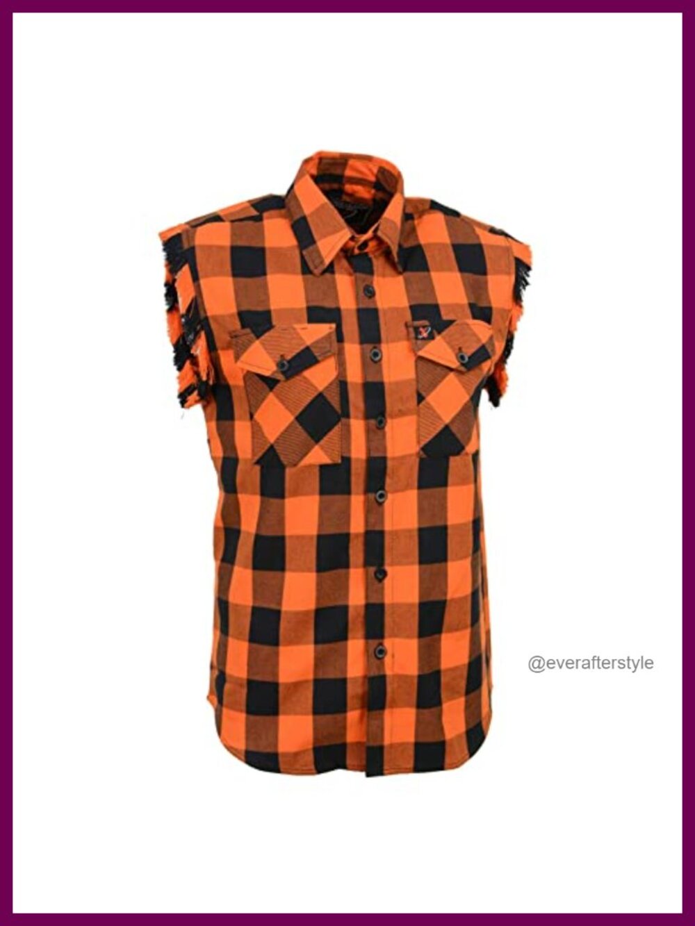 Milwaukee Leather Men's Cut Off Flannel Button Down Shirt Sleeveless